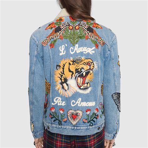 Gucci Tiger denim jacket with embroidery 